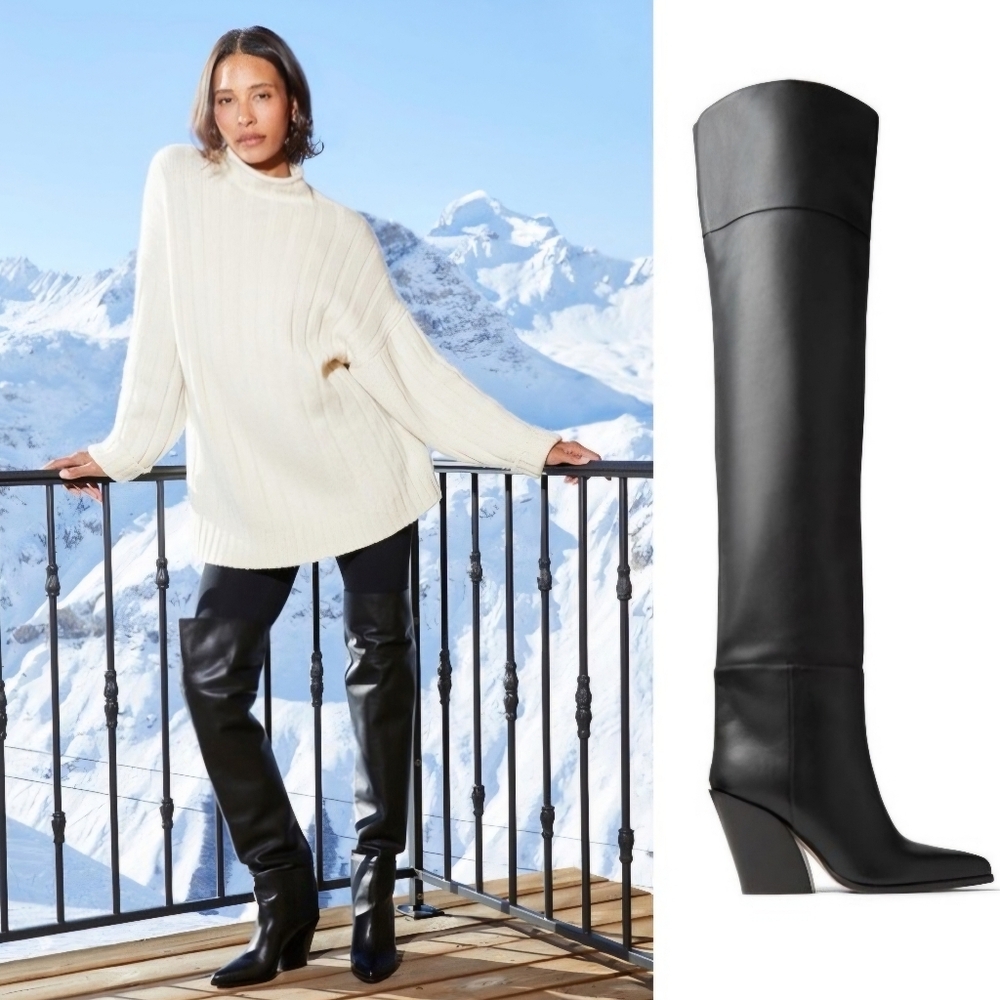 Jimmy Choo 100% Leather Maceo 85mm Over-The-Knee Boots - Picture 2 of 15